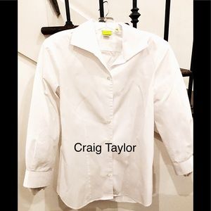EUC Craig Taylor L/S White Tunic w/ Side Slits